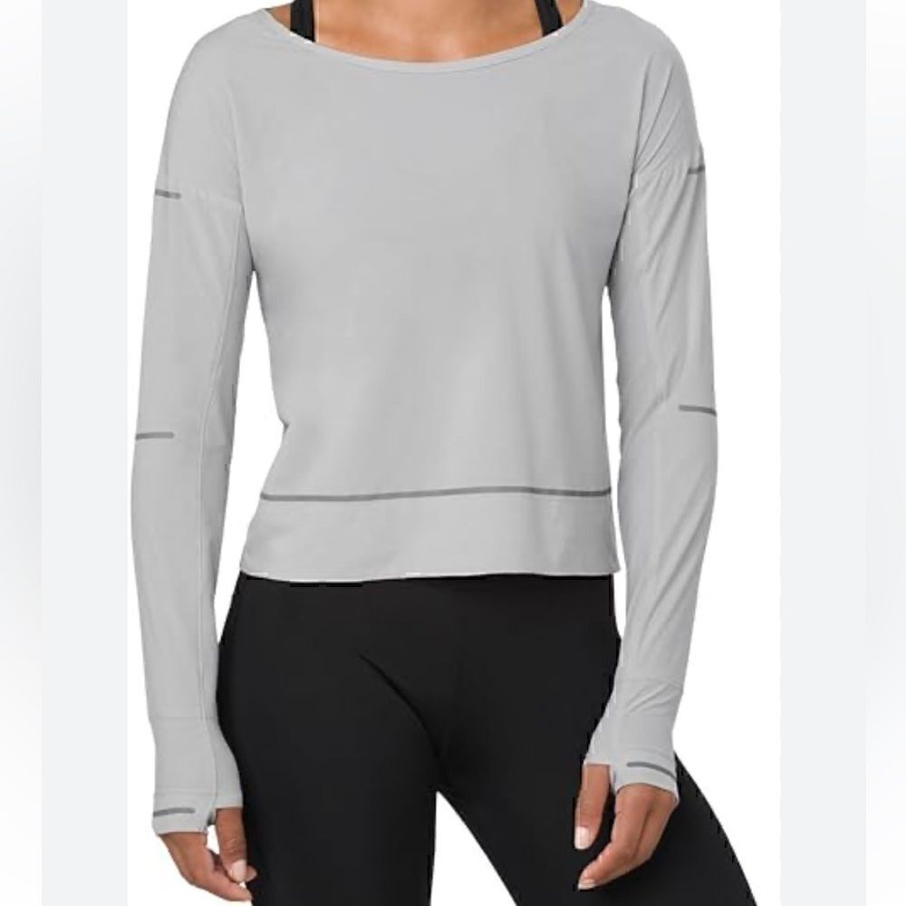 Asics Top Womens‎ Medium Lite show cover up mid gray D1 Reflective panels